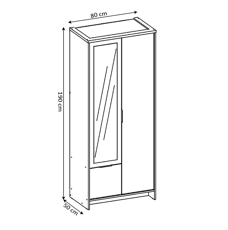 Armario de Dormitorio con Espejo 2 Puertas DN - Image 3