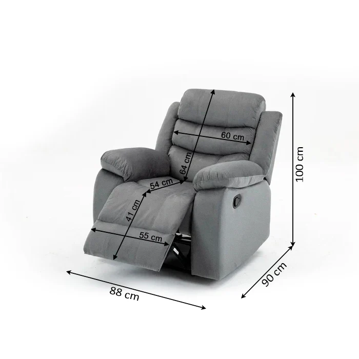 Sillon Reclinable Manual Houston 1 Plaza Gris - Image 3