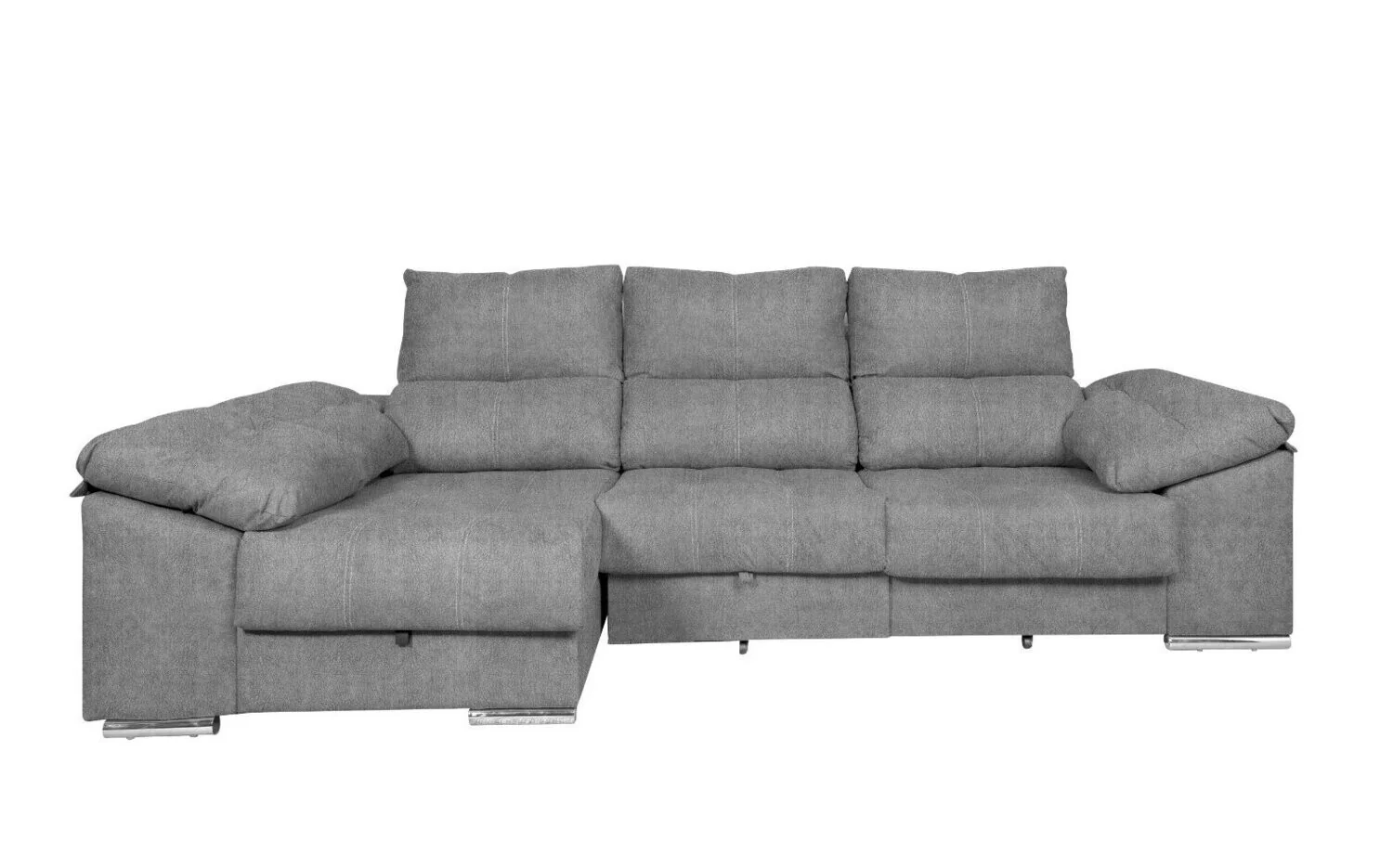 Sofa Cama Chaise Longue Yago 275cm. Reclinable, con Arcon +2 pufs - Image 10