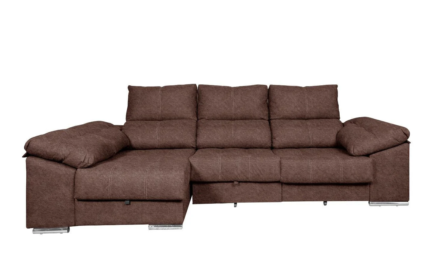Sofa Cama Chaise Longue Yago 275cm. Reclinable, con Arcon +2 pufs - Image 14