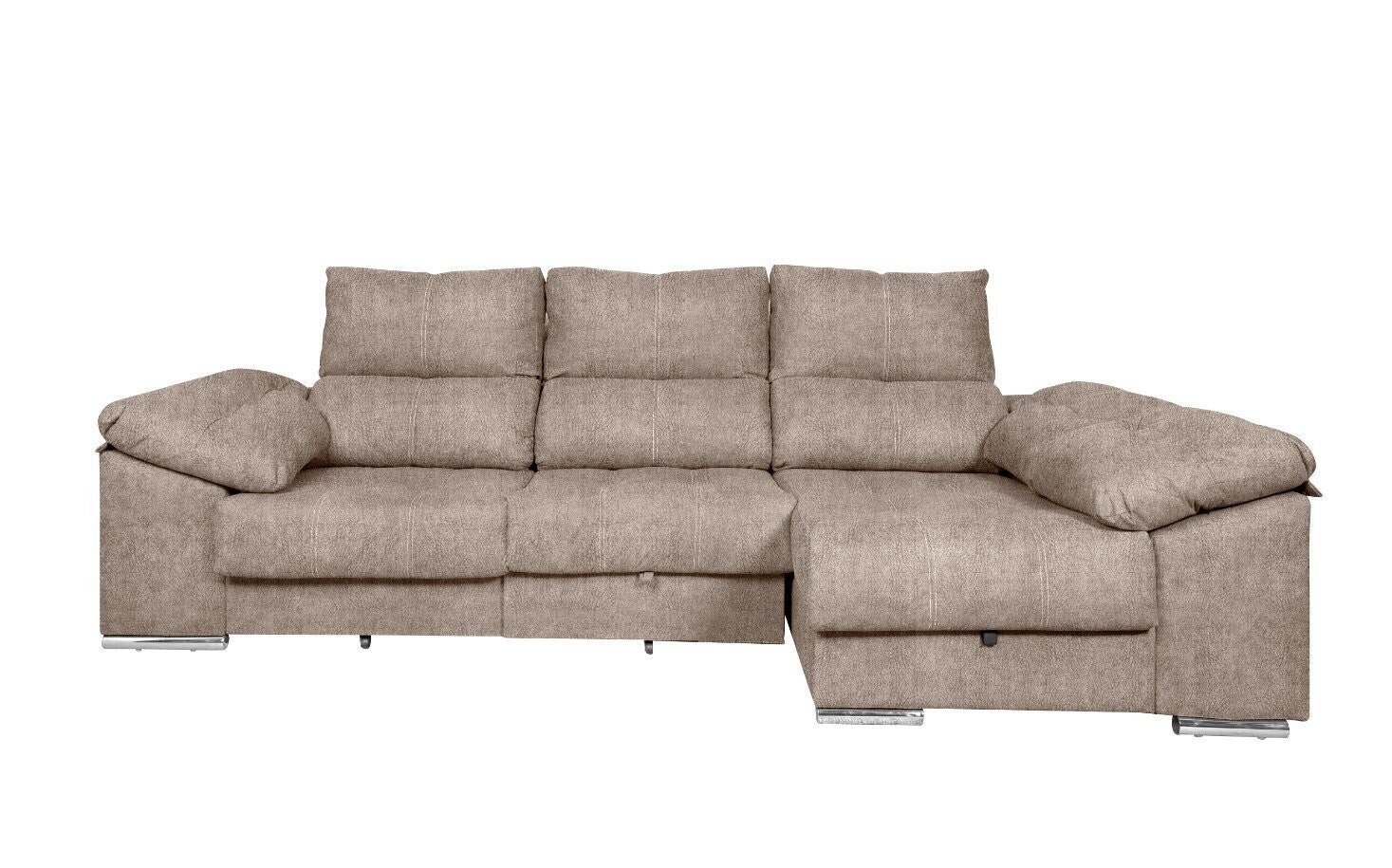 Sofa Cama Chaise Longue Yago 275cm. Reclinable, con Arcon +2 pufs - Image 7
