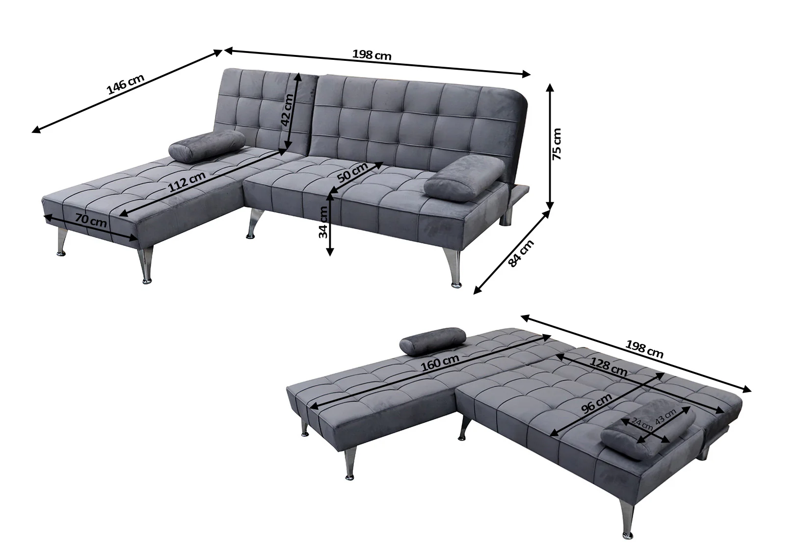 Sofa Cama Chaise Longue XS 198cm - Image 3