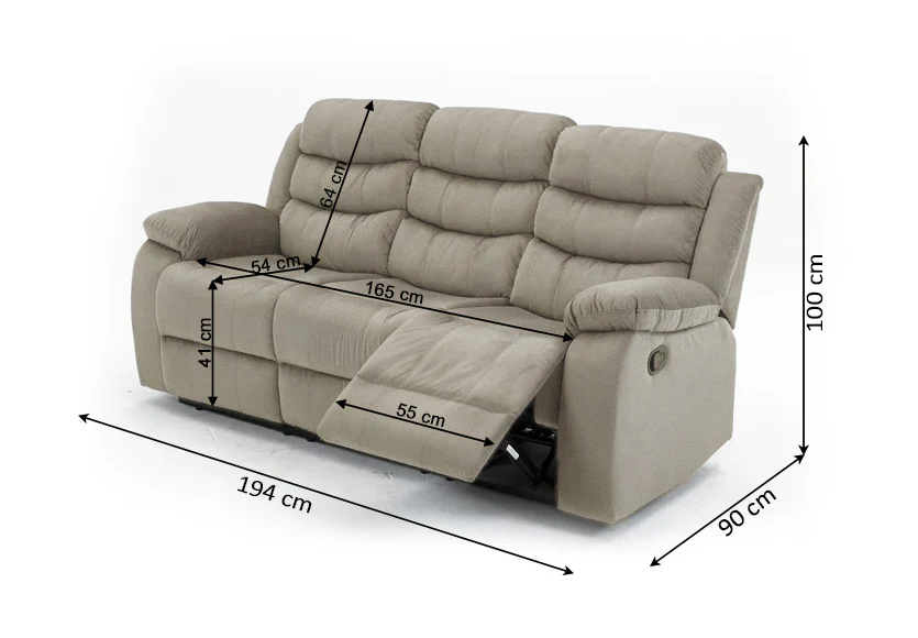 Sofa Reclinable Manual Houston 3 Plazas Gris - Image 4